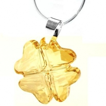 Stříbrný náhrdelník čtyřlístek Swarovski Elements Golden Shadow