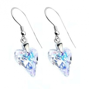 Stříbrné náušnice SRDCE Wild Heard Swarovski Elements Crystal AB