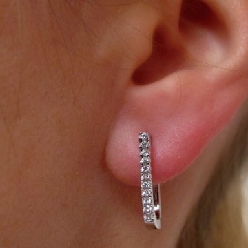 Stříbrné náušnice se zirkony 18mm Rhodium