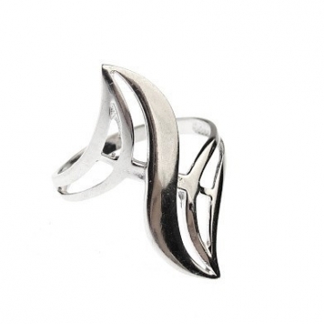 Stříbrný prsten široký 18mm bezkamínkový Rhodium