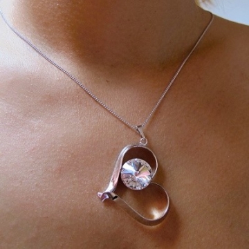 Náhrdelník SRDCE Crystal Swarovski Rhodium