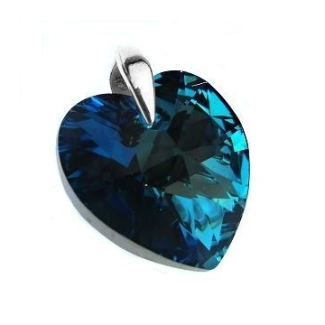 Stříbrný přívěsek SRDCE Swarovski 14mm Bermuda Blue