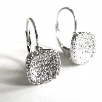 Stříbrné náušnice se zirkony 16mm Rhodium