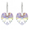 Stříbrné náušnice SRDCE Swarovski Elements 14mm Crystal AB