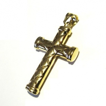 Zlatý přívěšek kříž tříbarevný dvoustranný 1,12g