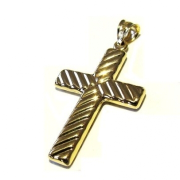Zlatý přívěšek kříž tříbarevný dvoustranný 1,20g