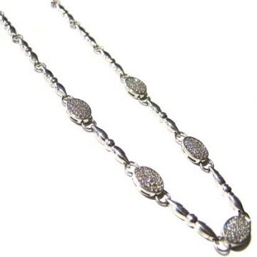 Dámský luxusní stříbrný náhrdelník s oválky se zirkony Rhodium 10,20g 42cm