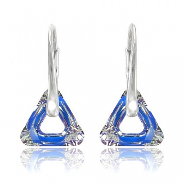 Stříbrné náušnice TRIANGLE Swarovski Elements 14mm Crystal AB