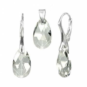 Stříbrná souprava KAPKA Swarovski 16mm Crystal Silver Shade