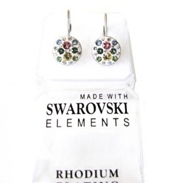 Náušnice se Swarovski Elements Rhodium kolečka klasik - barevné