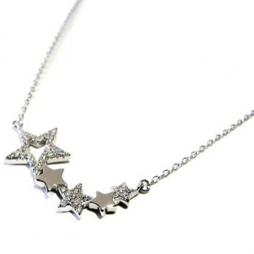 Stříbrný náhrdelník HVĚZDIČKY se zirkony Rhodium
