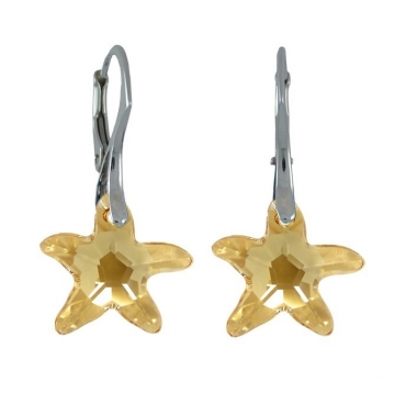 Stříbrné náušnice STARFISH Swarovski Elements 16mm Golden Shadow