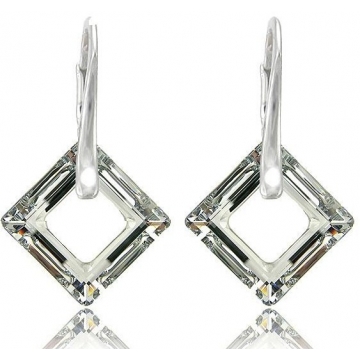 Stříbrné náušnice SQUARE RING Swarovski 