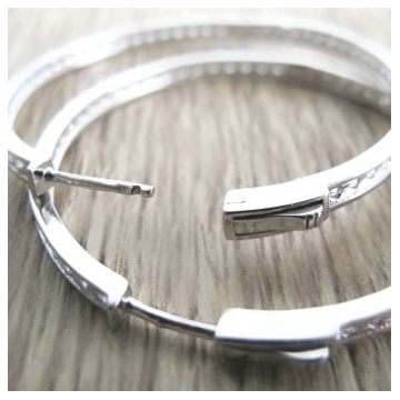 Luxusní stříbrné náušnice kruhy 25mm se zirkony a pojistkou Rhodium 6,00g