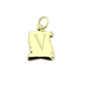 Zlatý přívěšek písmenko "V" Svitek menší 21mm 0,40g