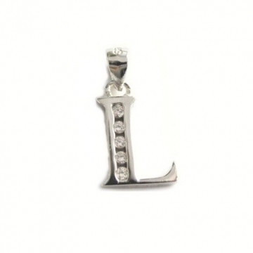 Stříbrný přívěšek písmeno "L" se zirkony Rhodium