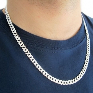 Stříbrný řetízek široký PANZER 6,2mm Rhodium 21,40g 60cm