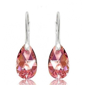 Stříbrné náušnice KAPKA Swarovski 16mm L. Rose