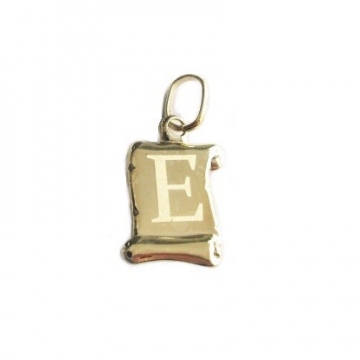 Zlatý přívěšek písmenko "E" Svitek menší 21mm 0,40g