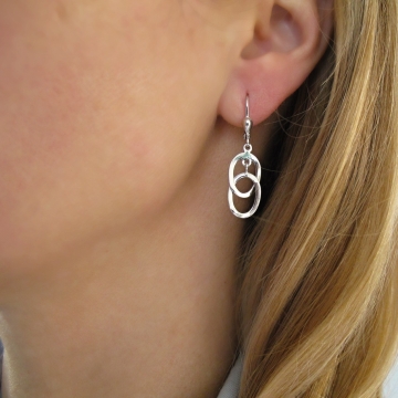 Dámské stříbrné náušnice oválky visací 38mm 2,75g Rhodium