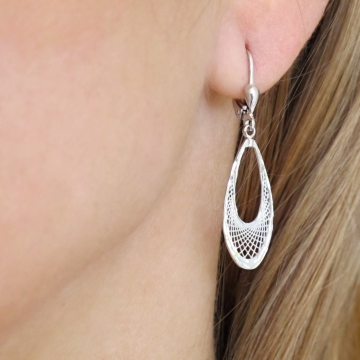 Dámské stříbrné náušnice visací 42mm 2,00g Rhodium