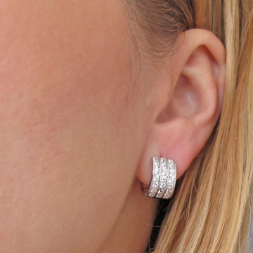 Stříbrné náušnice kroužky s čirými zirkony 13,5mm 4,05g