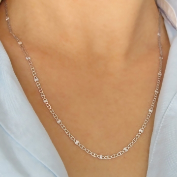 Zlatý řetízek z bílého zlata zdobený rytinou 2,6mm 1,90g 50cm Unisex