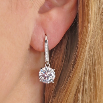 Dámské stříbrné visací náušnice velký zirkon 4,75g Rhodium