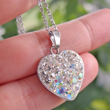 Dámský náhrdelník Preciosa velké srdce Stainless Steel Crystal AB