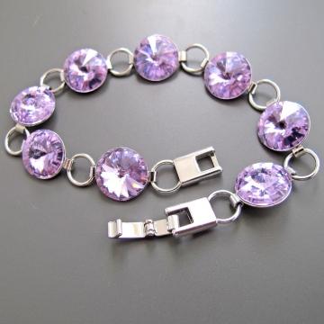 Náramek Swarovski Rivoli Violet Rhodium