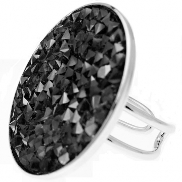 Masivní prsten Swarovski ROCKS BLACK Rhodiovaný