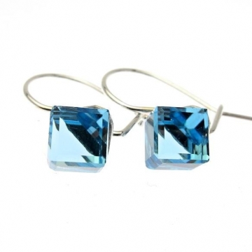 Stříbrné náušnice KOSTIČKA Swarovski Aquamarine