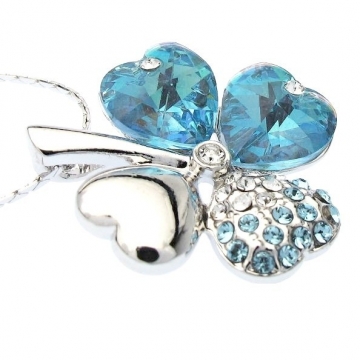 Náhrdelník ČTYŘLÍSTEK Swarovski Aquamarine Rh