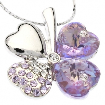 Náhrdelník ČTYŘLÍSTEK Swarovski Violet Rh