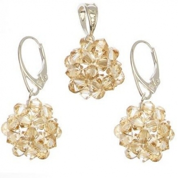 Stříbrná souprava Luxusní KULIČKA Swarovski Golden