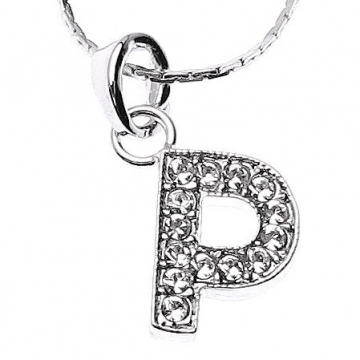 Náhrdelník přívěsek písmenko "P" Swarovski Crystal Rhodium