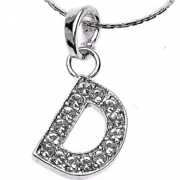 Náhrdelník přívěsek písmenko "D" Swarovski Crystal Rhodium