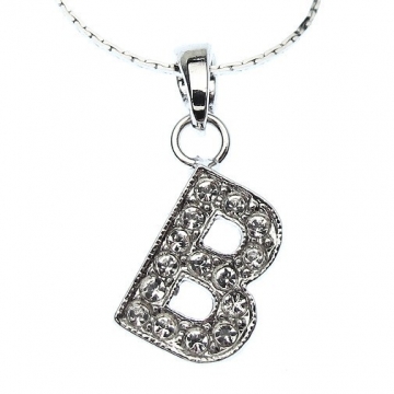 Náhrdelník přívěsek písmenko "B" Swarovski Crystal Rhodium