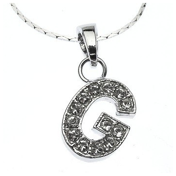 Náhrdelník přívěsek písmenko "G" Swarovski Crystal Rhodium