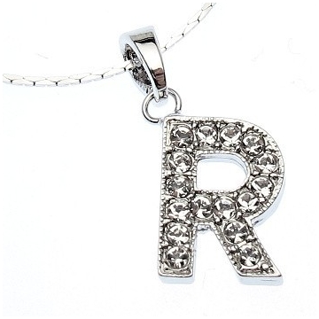 Náhrdelník přívěsek písmenko "R" Swarovski Crystal Rhodium