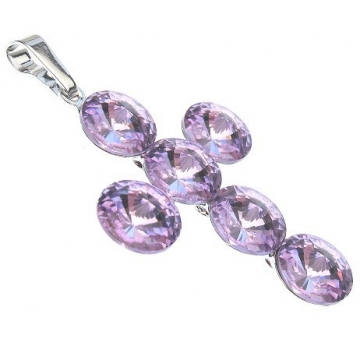 Přívěsek křížek RIVOLI Swarovski Rhodium 44mm Violet